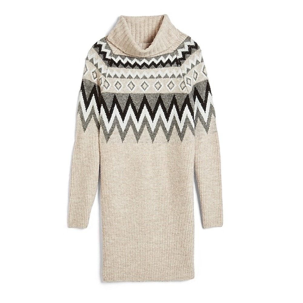 EXPRESS Cozy Fair Isle Knit Sweater Dress